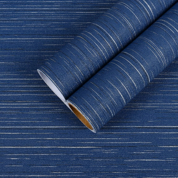 CHIHUT Blue Faux Grasscloth Wallpaper for Countertops Textured 12"x100" Fabric Linen Peel and Stick Contact Paper for Kitchen Self Adhesive Removable Wallpaper Thick Vinyl Film for Cabinets Walls