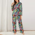 thumbnail image 2 of Fotbe Trendy Colorful Pineapples 1 Conjunto de Pijama de Manga Larga para Mujer con Estampado, Ropa de Dormir de 2 Piezas, Conjunto de Casa Suave y Cómodo con Bolsillos-Medium, 2 of 7
