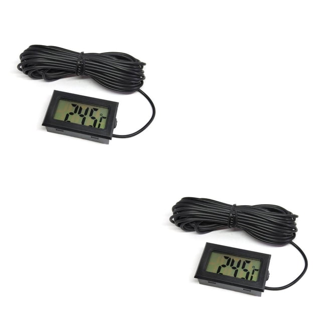 Methold Termómetro digital con sonda temperatura humedad LCD impermeable 5V 12V bebé baño incubadora indicador para interior negro Negro 2piezas