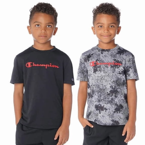 Champion Youth Boys 2 Pack Active Tees Black/Grey, M (10/12)