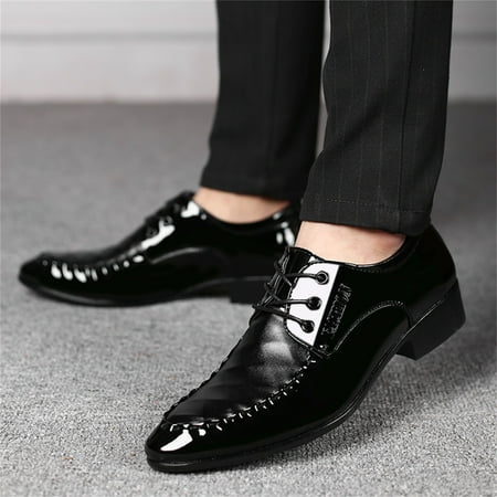 

Cathalem Ballet Shoes for Men Leather Fashion Summer And Autumn Men Leather Shoes Pointed Toe Low Heeled Solid Leather Boots Men Black 9