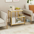 thumbnail image 2 of Patiojoy 2PCS G-shaped Side Table 3-Tier Mobile End Table with Open Shelves Small Sofa Couch Side Table White, 2 of 9