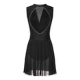 thumbnail image 5 of Aiihoo Women Lyrical Dance Dress Sleeveless Ballet Leotard Shiny Rhinestones Figure Skating Dress Black M, 5 of 7