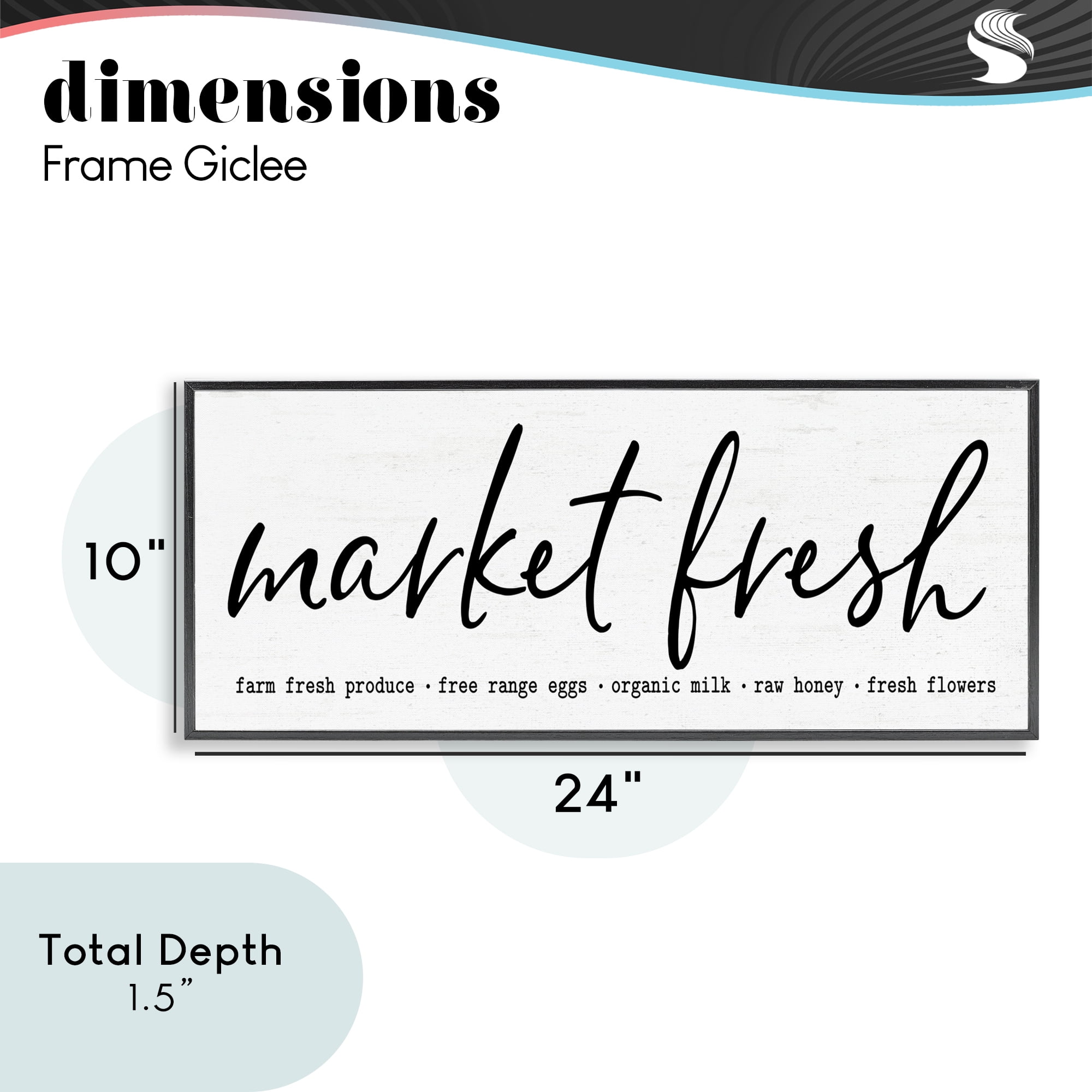 Market Fresh Organic Black Framed Giclee Art, design by Lettered and Lined