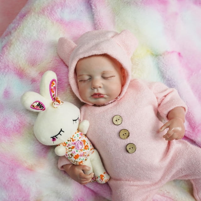 Muñeca Reborn, realista, 43 cm, para niños, con juguete de alimentación y caja de regalo
