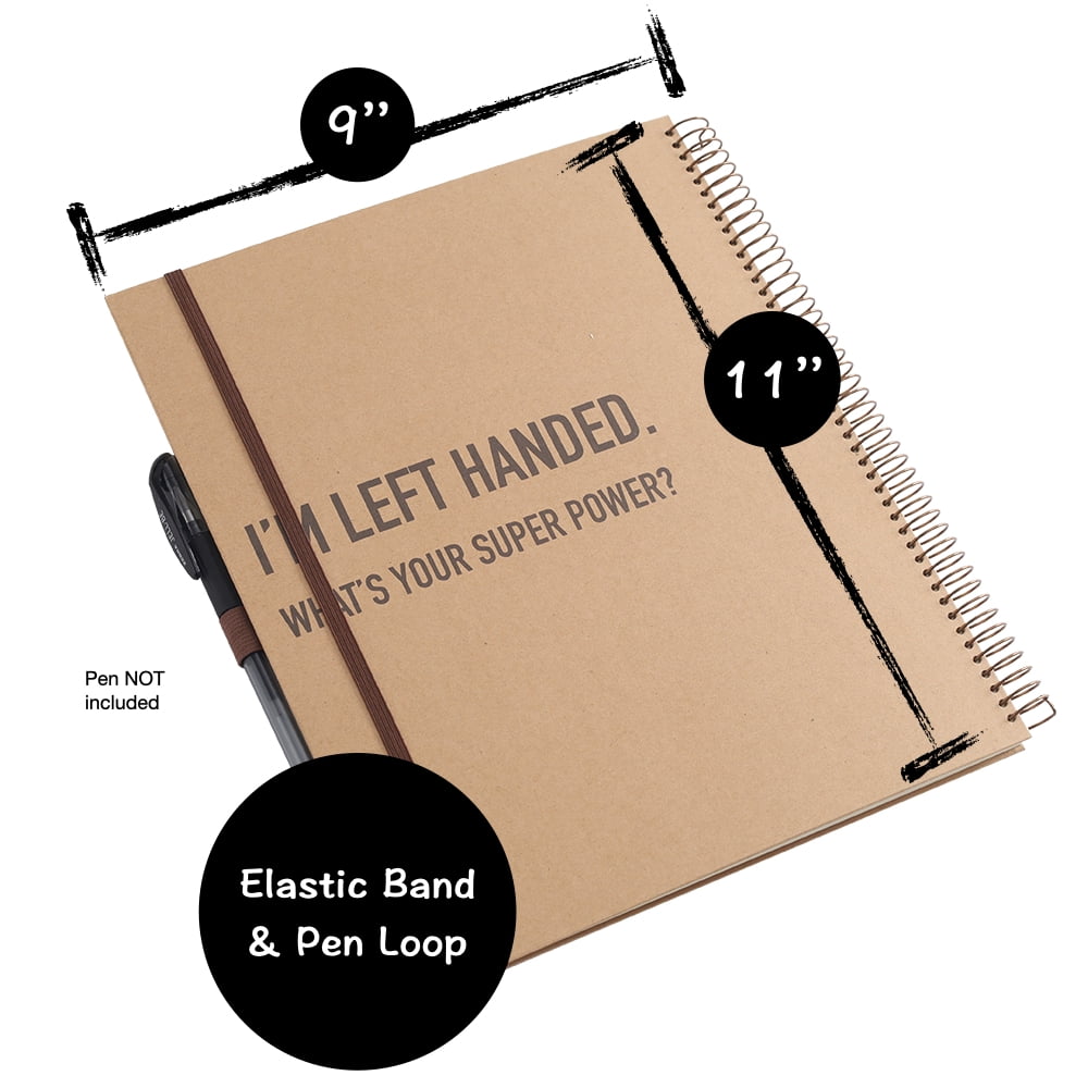 Urby Left Handed Notebooks College Ruled, Hard Cover, 11" X 9" for Left Handed People. (4 Pack)