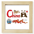 thumbnail image 1 of Cadre Photo Carré Motif Symbole National de Chine pour Mur Ou Table, 1 of 3