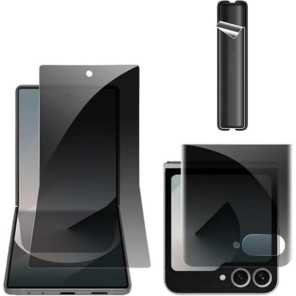 wonima44 3 Pack Privacy Screen Protector for Samsung Galaxy Z Flip 6,Anti-Peep Anti-spy Outside +Inside +Side Protector Film