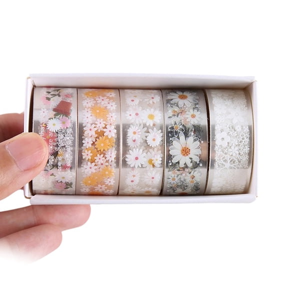 5Rolls Flower Tape 15mmX2M Water Resistant PET Tape Scrapbooking Decorative Tape for Craft Journal Photo Album