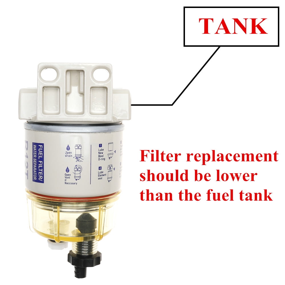 iFJF R12T Fuel Water Separator Marine 120AT NPT ZG1/4-19 Automotive Parts with Fitting -Complete Combo Filter Diesel Engine(Includes 2 fittings,2 plugs)