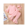 thumbnail image 2 of Baby Girls Fall Winter Clothes Flared Long Sleeve Romper + Bell-Bottomed Pants Outfits Set with Headband, 2 of 9