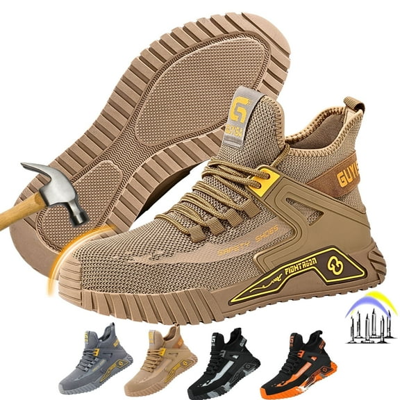 CHICVOMEY Slip-Resistant Work Shoes for Men Non-Slip Work Shoes Lightweight Safety Sneakers Comfortable Puncture-Proof Indestructible Work Steel Toe