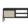 thumbnail image 7 of Boho 72" Tv Stand for up to 80" Tv's Wood Legs and Rattan 2 Door-Nero Black, 7 of 7