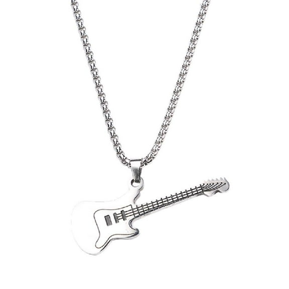 CIYISON Music Guitar Pendant Necklace Retro Korea Ins Stainless Steel Chain Cool Jewelry