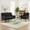 Black, variant on Wansaly Mid-Century Adult Plush Linen Fabric Loveseats with Button Tufted High Back and Solid Wood Legs, Green, 2-Piece Set