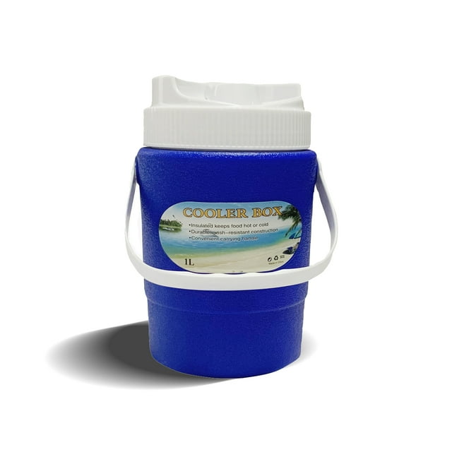 Hielera Portátil 1L Compacta Profesional Conservador Camping Marthing Conservadora de Alta Resistencia para Alimentos y Bebidas ideal para Viajes, Playa, Camping, Picnic Azul y Blanco
