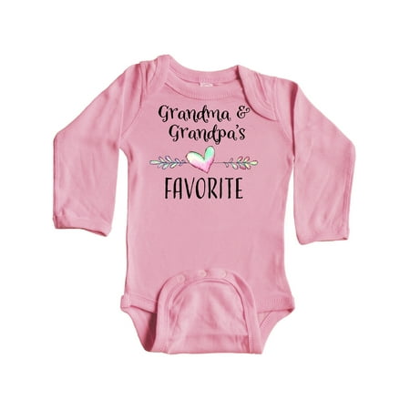 

Inktastic Grandma and Grandpas Favorite- Heart Grandchild Gift Baby Boy or Baby Girl Long Sleeve Bodysuit