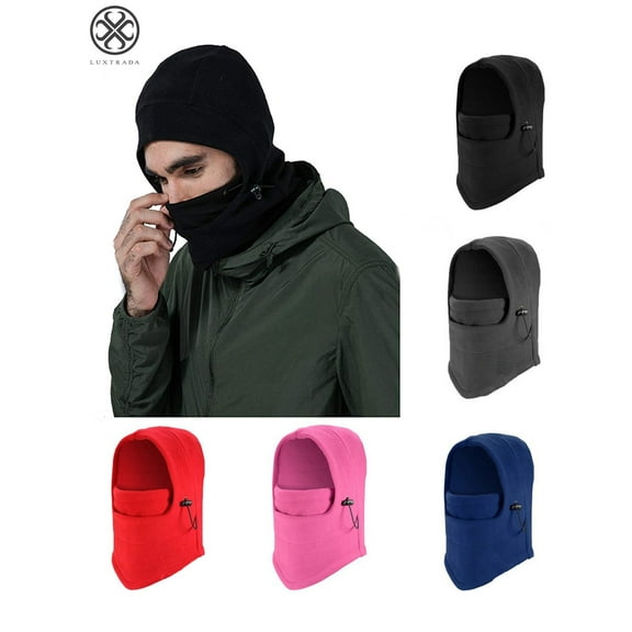 Luxtrada Warm Fleece Balaclava Windproof Ski Mask Ski Bike Full Face Mask Neck Warmer Winter Sports Cap (Black)
