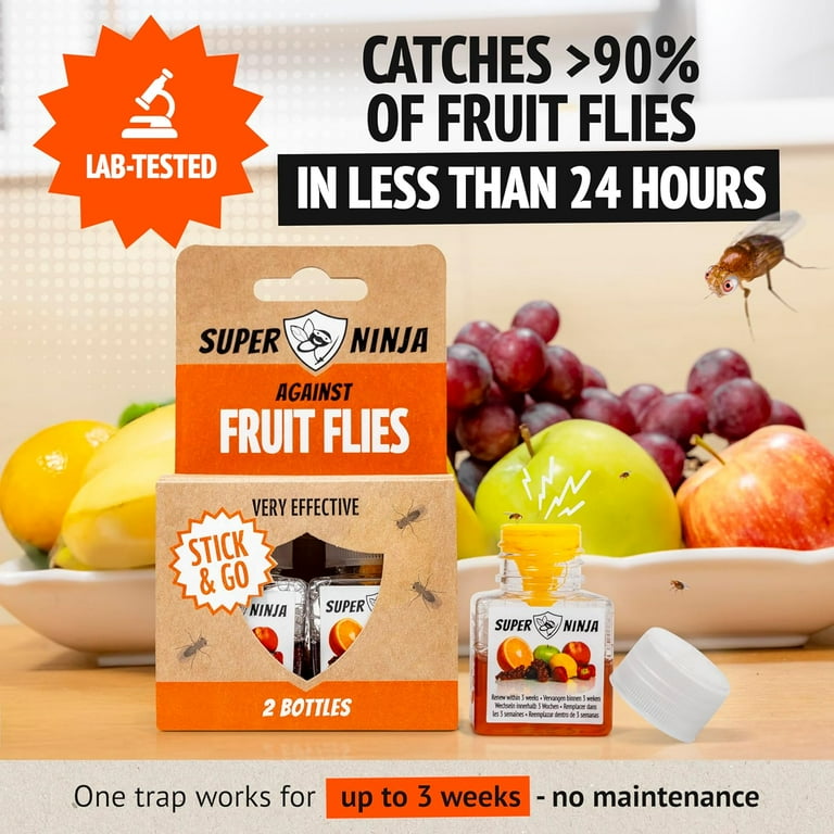 Super Ninja Fruit Fly Trap - 6 Traps - Highly Effective Ecological