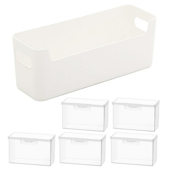 Flexible Storage Containers with 5 Detachable Sections and Viewable Protective Lids for Organizing Cards Stationery at School Office