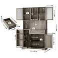 thumbnail image 2 of Homfa 5 Doors Kitchen Pantry Hutch with Wine Rack, 67.9'' Wood Storage Cabinet for Dining, Gray, 2 of 7