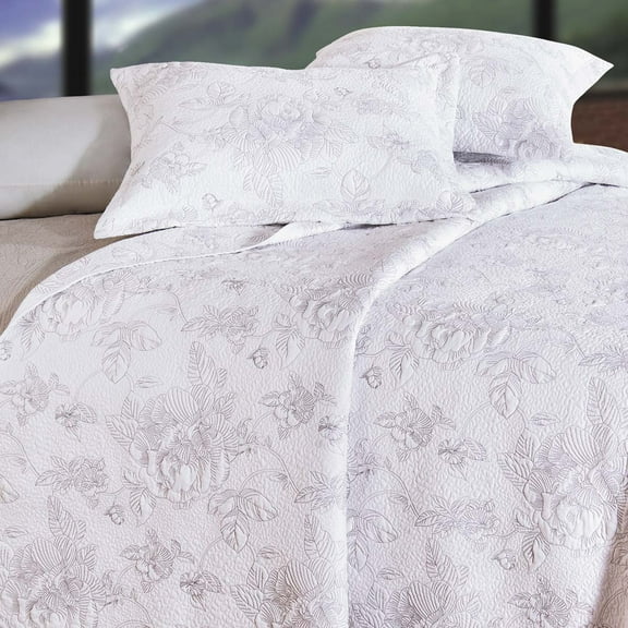 Camellia Silver Twin Quilt