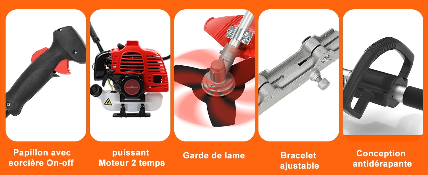 52cc 2-in-1 Gas Powered Trimmer & Brush Cutter - Cordless Hedge Trimmer with Shoulder Strap & Comfort Handle