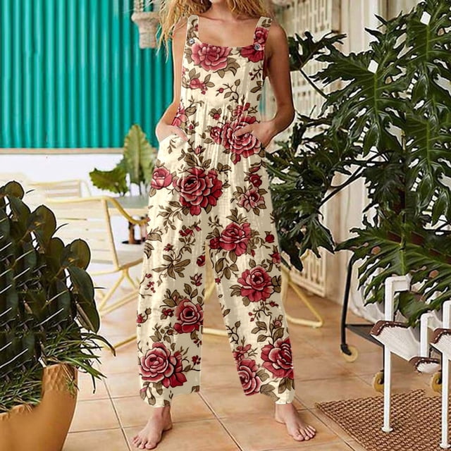 Tenue de Ski Combinaisons pour Femmes Courtes Grande Taille Mini Robe Imprimé Floral Robe Pantalons et Combinaisons avec Manches Combinaisons Habillées pour Femmes Grandes Tailles