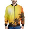 thumbnail image 3 of Chaqueta con cremallera con estampado de puesta de sol de Maldivas para hombre, chaqueta hawaiana de playa con estampado 3D de manga larga, chaqueta bomber informal holgada, abrigo de calle, 3 of 5