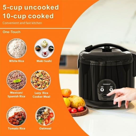 One-Touch Japanese Sushi Rice Cooker (5-Cup Uncooked) - Ceramic Nonstick Inner Pot, Stainless Steel Housing with Auto Warmer, Ideal for Home Kitchen