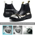 thumbnail image 2 of Chelsea Work Boots for Men, HANDMEN Steel Toe Waterproof Slip Resistant Anti-Puncture Anti-Static Safety Men's Slip on Working Shoes, Black, LV822-7.5, 2 of 7