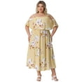 thumbnail image 3 of DARING DIVA Plus Size Maxi Square Neck Adjustable Strap Dress 3X Yellow, 3 of 6