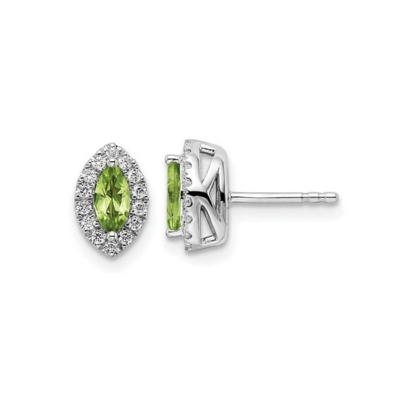 1/2 Carat (Ctw) Green Peridot Halo Earrings in 14K White Gold Earrings with Lab-Grown Diamonds