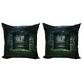 thumbnail image 1 of Ambesonne Gothic Throw Pillow Cover 2 Pack, Dark Haunted Castle, 20", Green Grey, 1 of 6