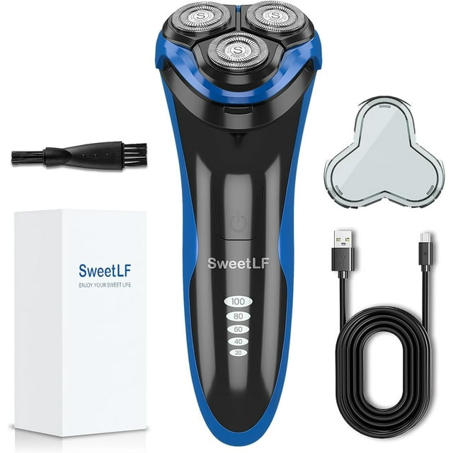 SweetLF Rasoir Électrique pour Hommes, Type-C Sans Fil Rechargeable / Charge Rapide 1 Heure / 120 Minutes de Fonctionnement / Rasage de Près Humide et Sec / Garantie 2 Ans / Cadeau Idéal pour la Fête des Pères