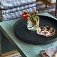 thumbnail image 4 of HofferRuffer Extra Large Round Serving Tray 24'', Elegant Oversized Faux Leather Circle Ottoman Table Tray, Serve Tea Coffee Breakfast in Bedroom Living Room Kitchen (Classic, 4 of 8