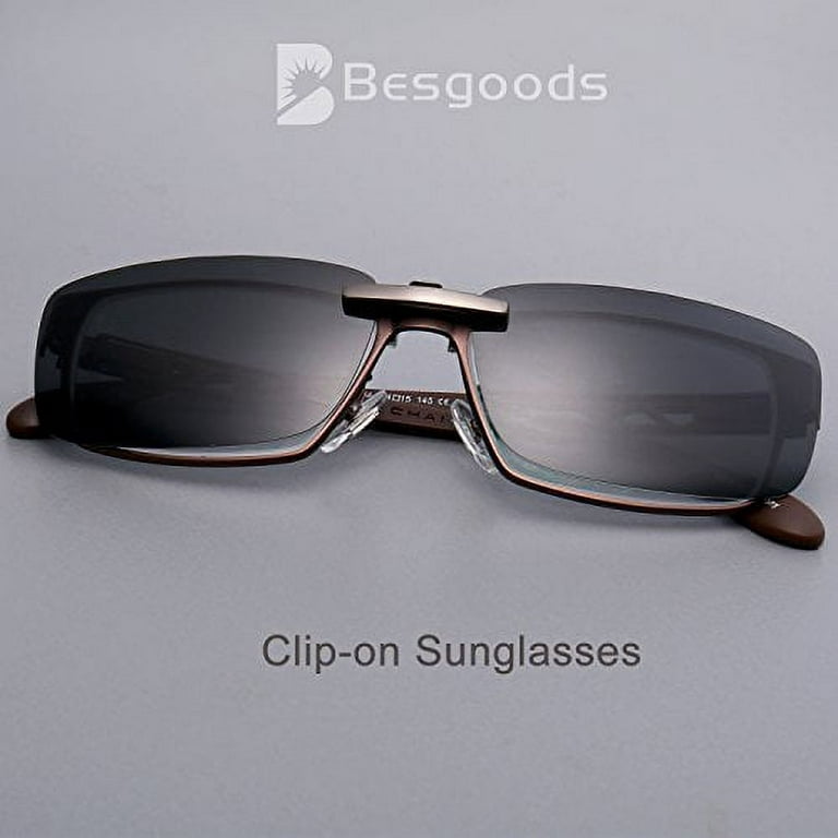 Besgoods Polarized Clip-on Sunglasses Lenses Glasses Unbreakable Driving  Fishing Outdoor Sport Travelling New (Black)