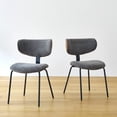 thumbnail image 4 of GrandNoor Modern Boucle Dining Chairs Set of 2,Faux Leather Kitchen & Dining Room Chairs,Curved Backrest Upholstered Dining Chairs with Metal Legs, Gray, 4 of 13