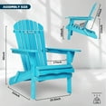 thumbnail image 4 of Bellemave Cedar Wood Folding Adirondack Chair Patio Furniture Lawn Chair Outdoor Wooden Chair Set for Garden and Poolside (Blue, Set of 2), 4 of 7