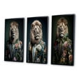 thumbnail image 3 of Designart "Fashion Lion with Flower Suit Glamorous II" Animals Lion Framed Wall Art Set Of 3 - Brown Lion Frame Canvas Set For Living Room Decor, 3 of 6