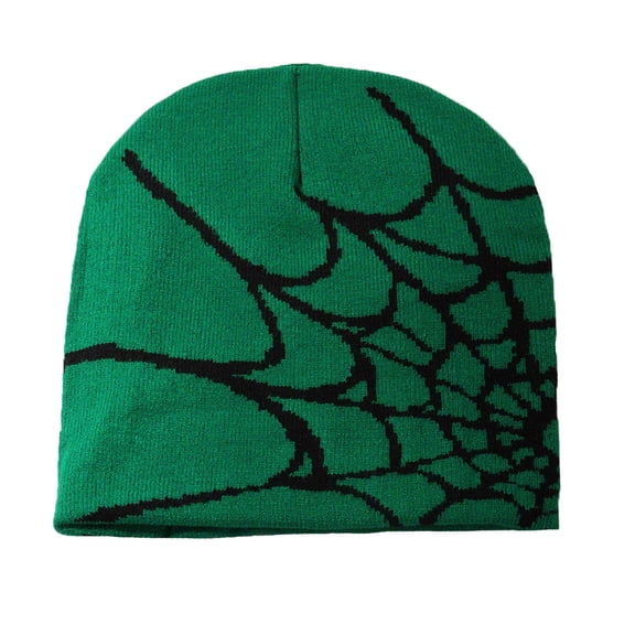 SAWOBUUN Unisex Halloween Spider Beanie Hat Y2K Knitted Pullover Hat Letter Star Jacquard Hat Winter Warm