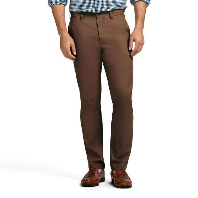 Pantalones IZOD American Chino para hombre, corte recto, parte delantera plana, café descafeinado, 34 de ancho x 29 de largo