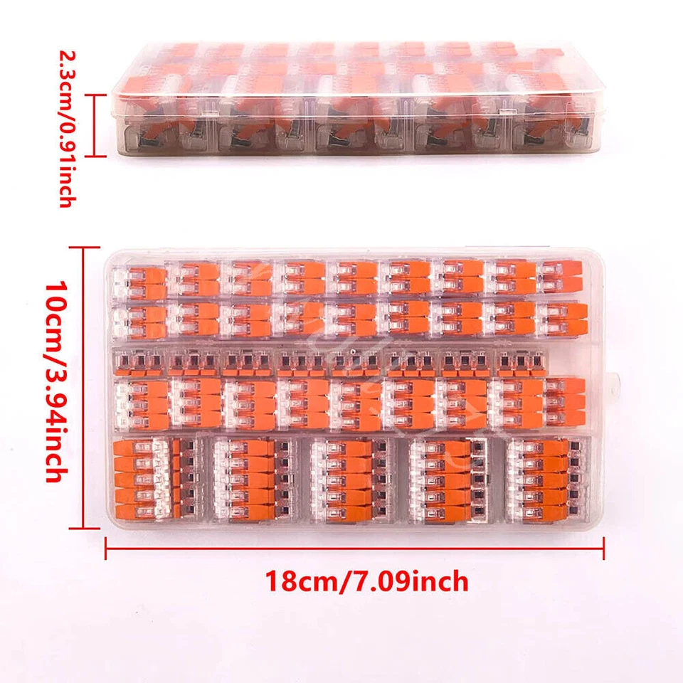 CIRCLE- 90X For Wago 221 Electrical Connectors Wire Block Clamp Terminal Cable Reusable