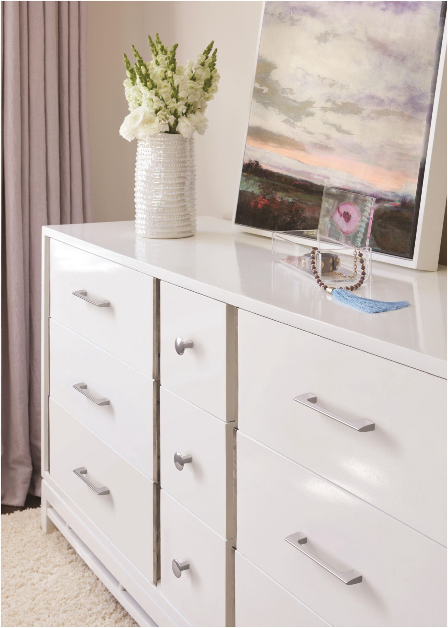 Amerock Riva 5-1/16 in (128 mm) Center-to-Center Satin Nickel Cabinet Pull