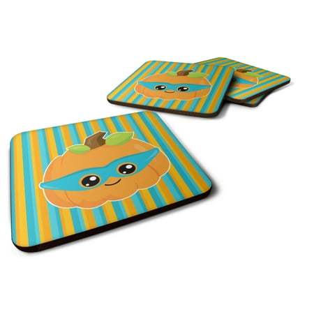 

Carolines Treasures BB6965FC Halloween Pumpkin Superhero Foam Coaster Set of 4 3 1/2 x 3 1/2 multicolor