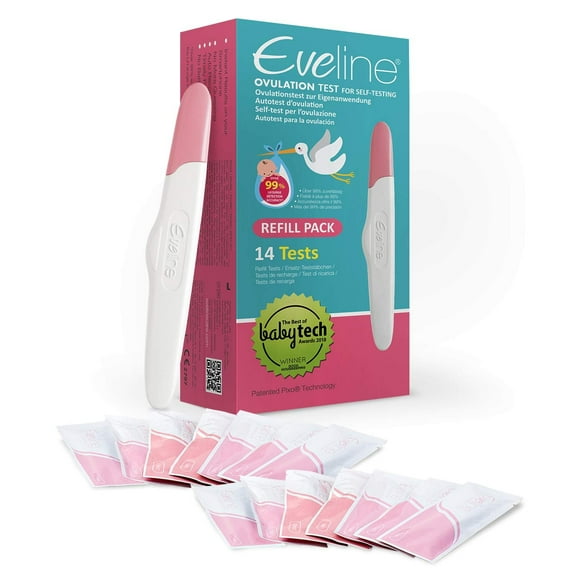 Eveline Digital Ovulation Test - 14 Ovulation Test Strips, Digital Results Powered by Eveline App, Refill Pack for Easy at Home Ovulation Predictor Kit