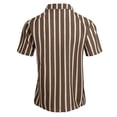 thumbnail image 4 of Men's Summer Striped Flannel Collar Short Sleeve Button Up Shirt Casual Beach Shirt Tops for Vacation Golf Fishing Loose Fit Modern Fashion Essential | AESTIVO,Brown XL, 4 of 5
