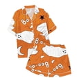 thumbnail image 5 of Halloween Pajamas Halloween Satin Print Button Short Sleeve Pajamas for Women Set, 5 of 5