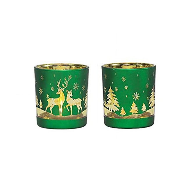 Adornos navideños reutilizables, tarros de vela de cristal de alce de árbol de lujo, decoración navideña