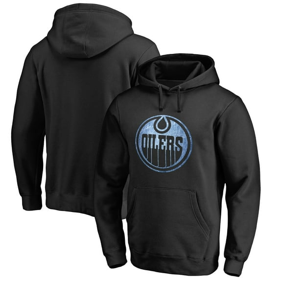 Men's Black Edmonton Oilers Rinkside Pond Hockey Pullover Hoodie